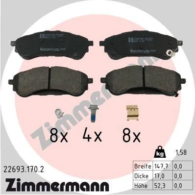Imagem de ZIMMERMANN 22693.170.2 Jogo de pastilhas para travão disco FORD: Ranger Mk3