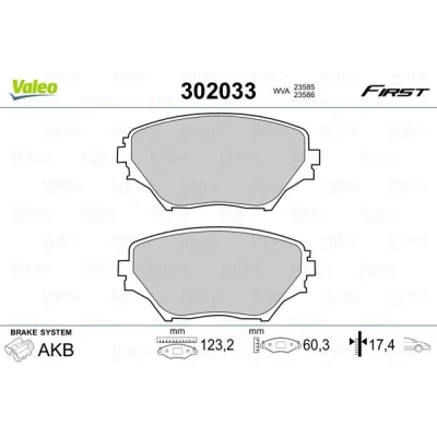 Imagem de VALEO 302033 Jogo de pastilhas para travão disco FIRST Eixo dianteiro excl. contacto aviso desgaste sem chapa anti ruído