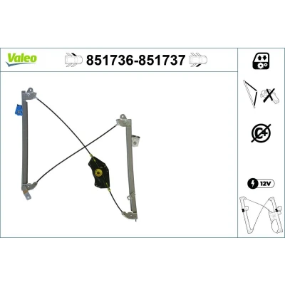 Imagem de Valeo Elevador de vidro à frente, lado esquerdo elétrico sem motor função conforto 851736 VOLKSWAGEN: Golf Plus / Crossgolf