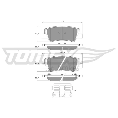 Imagem de TOMEX brakes TX 60 26 Jogo de pastilhas para travão disco Eixo traseiro com avisador sonoro desgaste acessórios HYUNDAI: Tucson