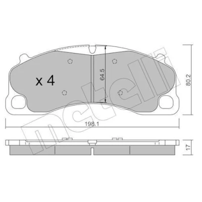 Imagem de METELLI 22 1256 0 Jogo de pastilhas para travão disco preparado indicador aviso desgaste PORSCHE: 718 Cayman Coupe, 911 Cabrio