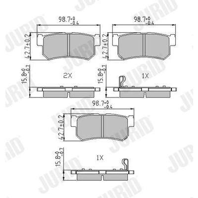 Imagem de JURID 573377J Jogo de pastilhas para travão disco com avisador sonoro desgaste SSANGYONG: Musso SUV, Korando II SUV Cabrio