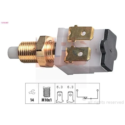 Imagem de EPS 1.810.007 Interruptor de luz stop mecânico M10x1 Made in Italy OE Equivalent PEUGEOT: 505 Sedan, 205 Cabrio, I Hatchback