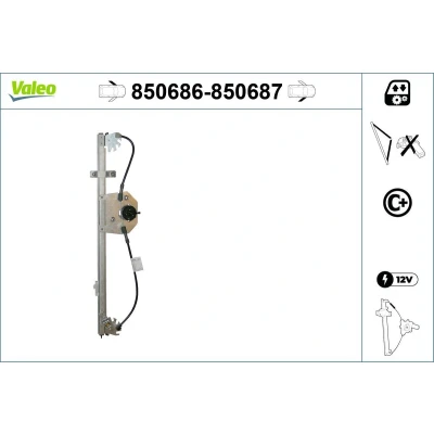 Imagem de Valeo Elevador de vidro à frente, lado esquerdo elétrico sem motor com função conforto 850686 PEUGEOT: Boxer Van, FIAT: Ducato III Van