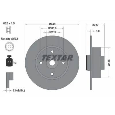 Imagem de TEXTAR PRO 92154403 Disco de travão RENAULT: MEGANE 2 Kombi, 2, CLIO 3, NISSAN: Note I