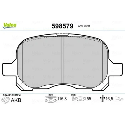 Imagem de VALEO 598579 Jogo de pastilhas para travão disco Eixo dianteiro excl. contacto aviso desgaste sem chapa anti ruído