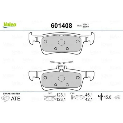 Imagem de VALEO 601408 Jogo de pastilhas para travão disco Eixo traseiro com chapa anti ruído PEUGEOT: 308 SW 2, II Hatchback, Van / Hatchback