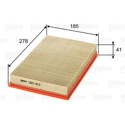 Imagem de VALEO 585163 Filtro de ar 41 185 278 Cartucho filtrante SEAT: Córdoba I Sedan, TOLEDO 1
