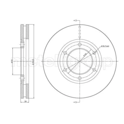 Imagem de METELLI Disco de travão MAZDA: Série E III Camião plataforma / Chassis 255,5mm 28,0mm 6 93,0mm ventilado 23 1621 S49R3325X,SH663325X,SH663325XA