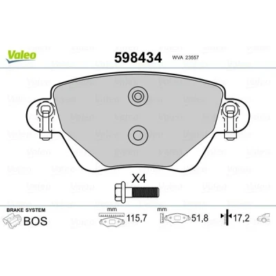 Imagem de VALEO 598434 Jogo de pastilhas para travão disco FORD: MONDEO 3 Kombi, 3, Stufenheck, JAGUAR: X Type Sedan, Carrinha