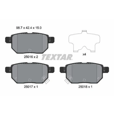 Imagem de TEXTAR 2501601 Jogo de pastilhas para travão disco com avisador sonoro desgaste acessórios TOYOTA: Auris Hatchback, Yaris III Hatchback