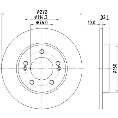 Imagem de HELLA 8DD 355 126 501 Disco de travão 272 10 05/07 114,3 cheio revestido sem o rolamento da roda, pernos fixação cubo roda