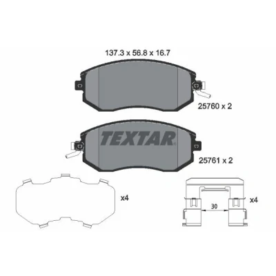 Imagem de TEXTAR 2576001 Jogo de pastilhas para travão disco com avisador sonoro desgaste acessórios SUBARU: Impreza III Hatchback, Forester IV
