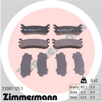 Imagem de ZIMMERMANN 23387.125.1 Jogo de pastilhas para travão disco A imagem corresponde ao volume fornecimento MAZDA: MX 5 2, I, FAMILIA