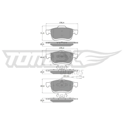 Imagem de TOMEX brakes TX 16 63 Jogo de pastilhas para travão disco Eixo dianteiro incl. contacto aviso desgaste FIAT: Doblo I Cargo