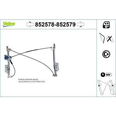 Imagem de Valeo Elevador de vidro à frente, lado esquerdo elétrico sem motor com função conforto 852578 MINI: Hatchback