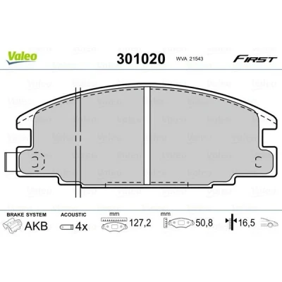 Imagem de VALEO 301020 Jogo de pastilhas para travão disco FIRST Eixo dianteiro incl. contacto aviso desgaste sem chapa anti ruído OPEL: Frontera A SUV
