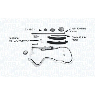 Imagem de MAGNETI MARELLI 341500001200 Jogo de correntes distribuição com Corrente da bomba óleo parafusos baixo ruído, simples