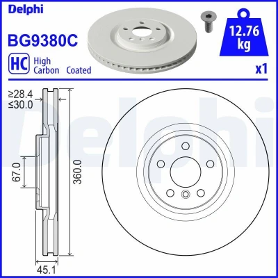 Imagem de Disco de travão DELPHI BG9380C