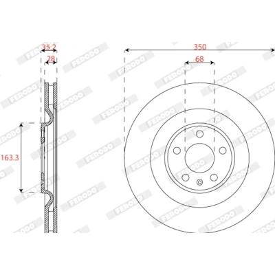 Imagem de FERODO Disco de travão VOLKSWAGEN: Touareg III 28mm 5 ventilado revestido DDF2661C 4M0615601J,4M0615601P Discos