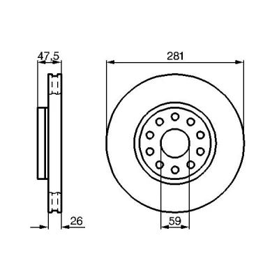 Imagem de BOSCH Disco de travão ALFA ROMEO: 166 280,8mm 26mm 10 108mm ventilado oleado 0 986 478 460 46449390,60814639,82480447 Discos