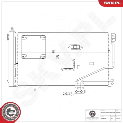 Imagem de ESEN SKV 86SKV293 Condensador com secador Alumínio 687mm MERCEDES BENZ: Classe C Sedan, CLK Coupe