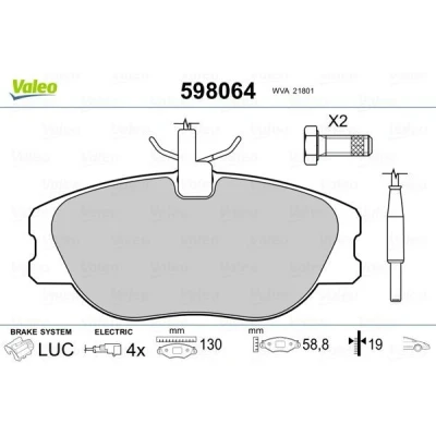 Imagem de VALEO 598064 Jogo de pastilhas para travão disco CITROËN: Jumpy I Van, PEUGEOT: Expert FIAT: Scudo Carrinha