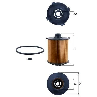 Imagem de MAHLE ORIGINAL OX 1357D Filtro de óleo Cartucho filtrante VOLVO: XC90 II, XC40, XC60 II