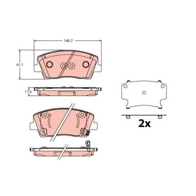 Imagem de TRW GDB2375 Jogo de pastilhas para travão disco com avisador sonoro desgaste acessórios KIA: Stinger Hatchback