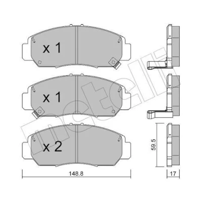 Imagem de METELLI 22 0462 0 Jogo de pastilhas para travão disco com avisador sonoro desgaste HONDA: CIVIC 7 Hatchback, Accord Limousine, Tourer