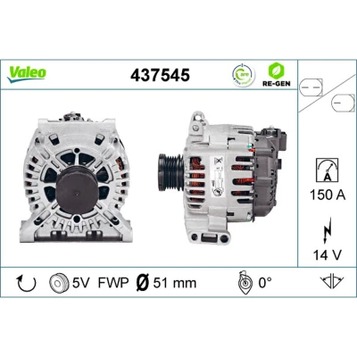 Imagem de VALEO 437545 Alternador 14V 150A MERCEDES BENZ: Classe B
