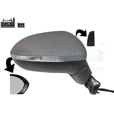 Imagem de Espelho retrovisor Van Wezel 5742828 à direita com subcapa completo, convexo, para regulação eléctrica dos espelhos, dobrável electricamente,