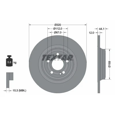 Imagem de TEXTAR 92324303 Disco de travão 320 12 05/06 112 cheio revestido sem pernos fixação da roda, cubo roda MERCEDES BENZ: Classe A Sedan