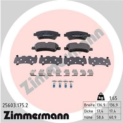Imagem de ZIMMERMANN 25603.175.2 Jogo de pastilhas para travão disco com parafusos A imagem corresponde ao volume fornecimento, mola