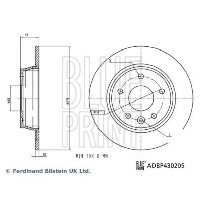 Imagem de BLUE PRINT Disco de travão Eixo traseiro 271mm 10mm 5furos 114mm cheio revestido ADBP430205 Discos