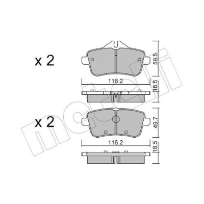 Imagem de METELLI 22 0968 0 Jogo de pastilhas para travão disco preparado indicador aviso desgaste MERCEDES BENZ: Classe A, CLA Coupe