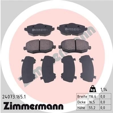 Imagem de ZIMMERMANN 24073.165.1 Jogo de pastilhas para travão disco A imagem corresponde ao volume fornecimento LANCIA: Ypsilon II