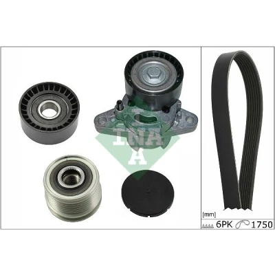 Imagem de INA 529 0164 20 Jogo de correias trapezoidais estriadas com polia roda livre RENAULT: CLIO 2, LAGUNA 2 Grandtour