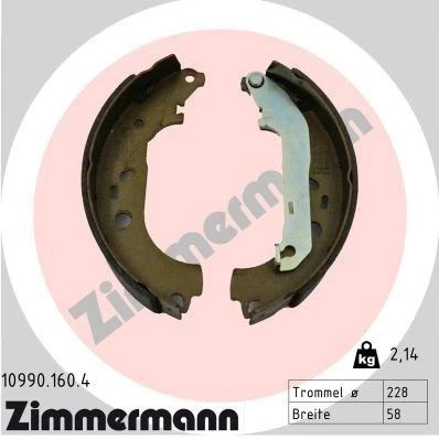 Imagem de ZIMMERMANN 10990.160.4 Maxilas de Travão 228mm 57mm com alavanca, A imagem corresponde ao volume fornecimento FORD: Transit Connect Mk1 Van
