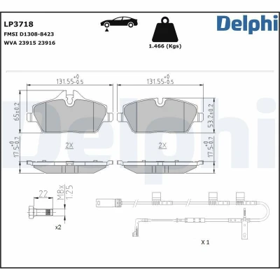 Imagem de DELPHI Jogo de pastilhas para travão disco incl. contacto aviso desgaste com chapa anti ruído acessórios LP3718 MINI: Clubman