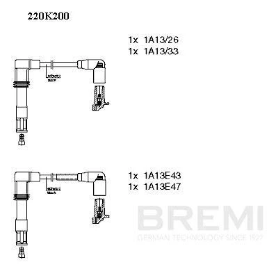 Imagem de BREMI 220K200 Jogo de Cabos Vela 4 sem suporte SEAT: Ibiza 2, Córdoba I Sedan, Vario