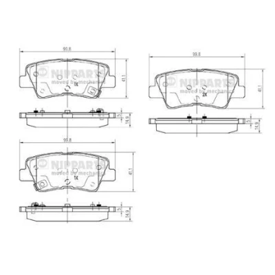 Imagem de NIPPARTS N3610314 Jogo de pastilhas para travão disco Eixo traseiro com avisador sonoro desgaste sem acessórios HYUNDAI: i30 III Hatchback