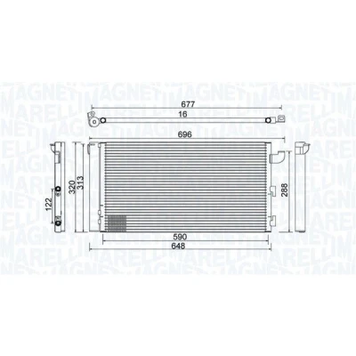 Imagem de MAGNETI MARELLI 350203857000 Condensador com secador 590x320x16 320mm 590mm 16mm FIAT: Panda II Hatchback