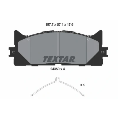Imagem de TEXTAR 2435001 Jogo de pastilhas para travão disco preparado indicador aviso desgaste com acessórios TOYOTA: Camry VI Sedan