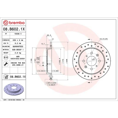 Imagem de BREMBO 08.9081.31 Disco de travão 258 10 4 cheio revestido com parafusos KIA: Cerato Sedan