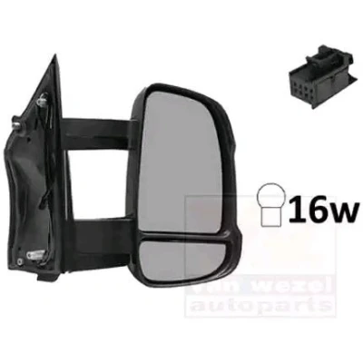 Imagem de espelho retrovisor Van Wezel 1651818 à direita preto completo, convexo, para regulação eléctrica dos espelhos, aquecível, com grande a