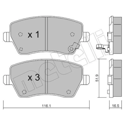 Imagem de METELLI 22 0485 1 Jogo de pastilhas para travão disco com avisador sonoro desgaste SUZUKI: SWIFT 3, Splash Hatchback, OPEL: Agila B