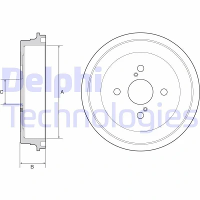 Imagem de DELPHI BF547 Tambor de Travão sem anel sensor do ABS, o rolamento da roda, chumaceira 252 TOYOTA: Yaris I Hatchback