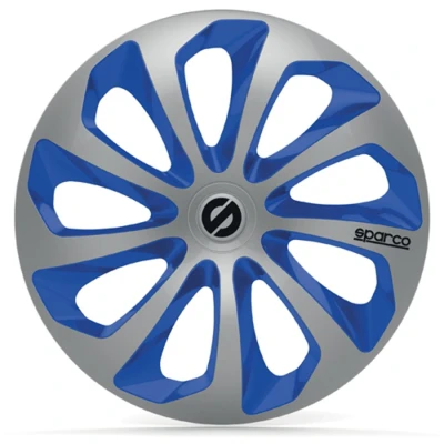 Imagem de 4 tampões prata/azul sparco sicilia 16 polegadas
