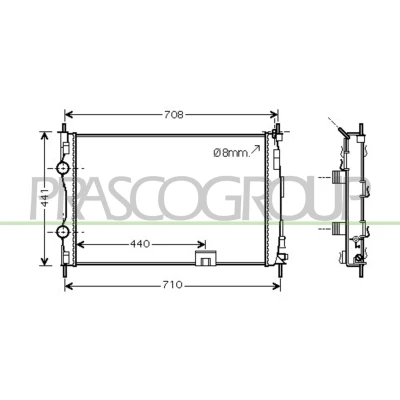Imagem de PRASCO DS710R005 Radiador, arrefecimento do motor Alumínio 630 440 34 Aletas de refrigeração soldadas NISSAN: Qashqai / Qashqai+2 I